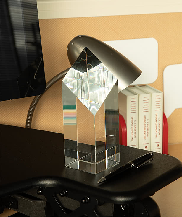 Laser Engraved 7.25" Glass Diamond Pillar Award