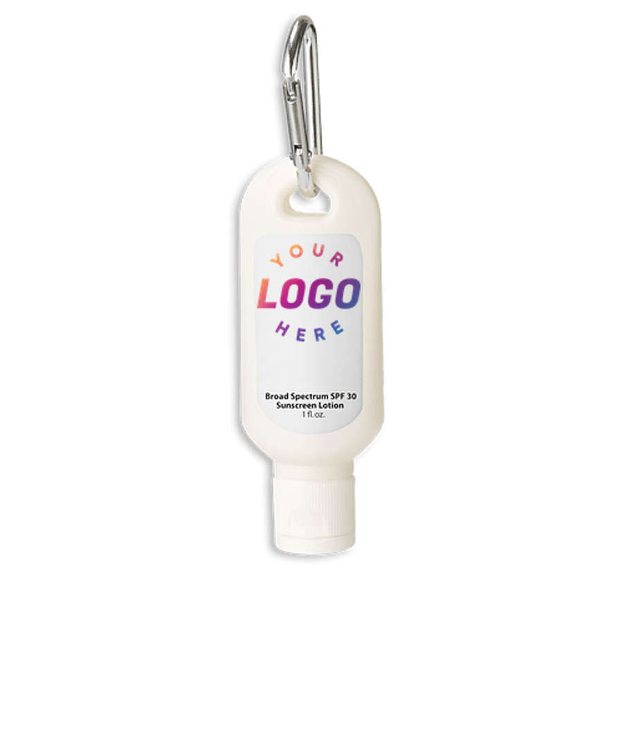 Full Color 1 oz. SPF 30 Sunscreen With Carabiner in White