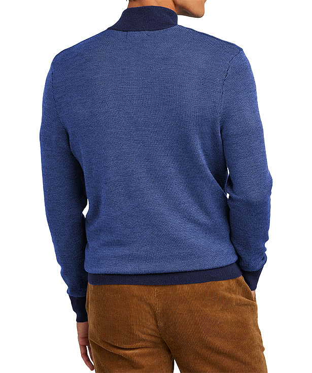 Brooks Brothers Merino Wool Birdseye Quarter Zip Sweater