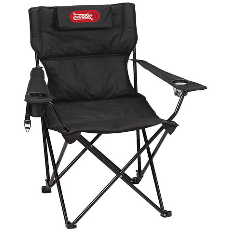 Full Color Padded Foldable Reclining Camping Chair in Black