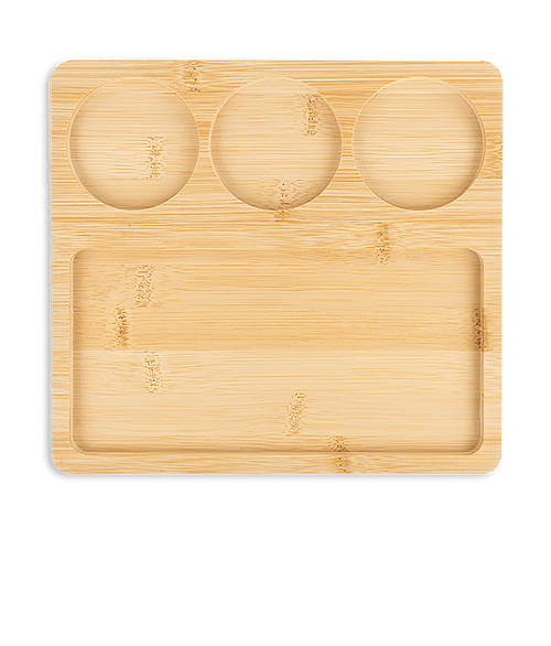 Laser Engraved Bamboo Serving Tray with Ceramic Bowls in Natural