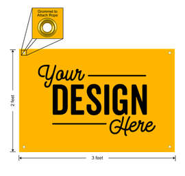 Full Color 3' x 2' Vinyl Banner - Color: Athletic Gold
