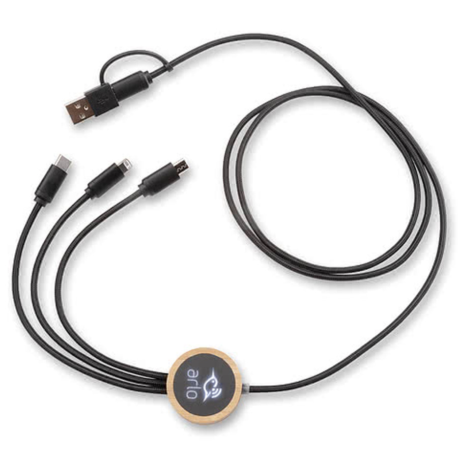 Cirrina Light Up Charging Cable w/Bamboo in Black