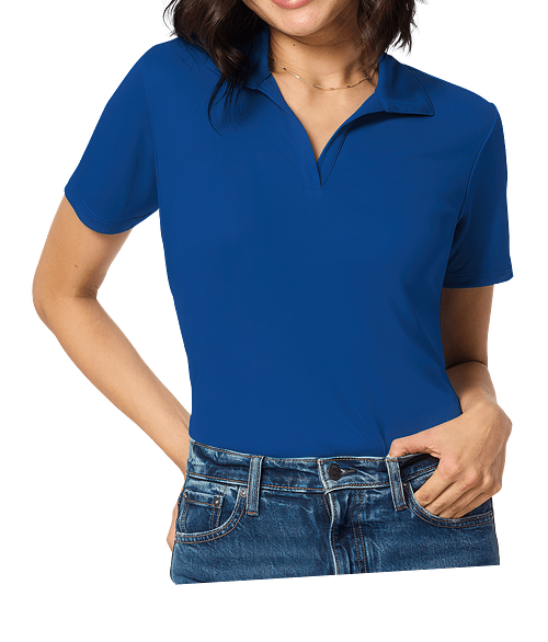 Blue Generation Women's BLU-X-DRI Titan V-Neck Performance Polo - Embroidered in Royal