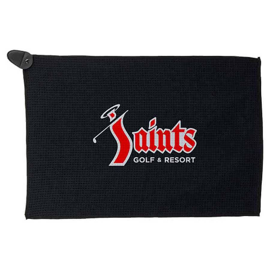 Full Color Magnetic Waffle Golf Towel in Black