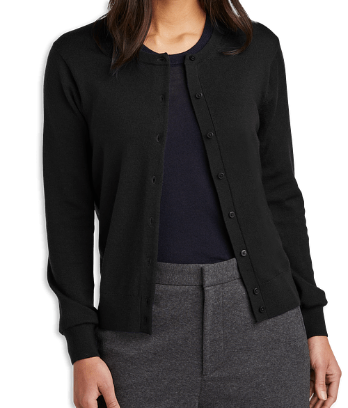 Brooks Brothers Women’s Merino Wool Button-Front Cardigan in Deep Black