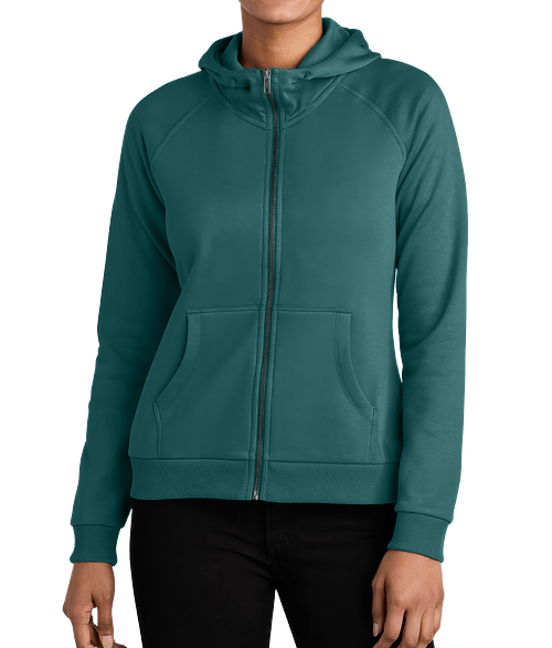 Allmade Women's Organic Jersey Blend Fleece Zip Hoodie in Deep Sea Green