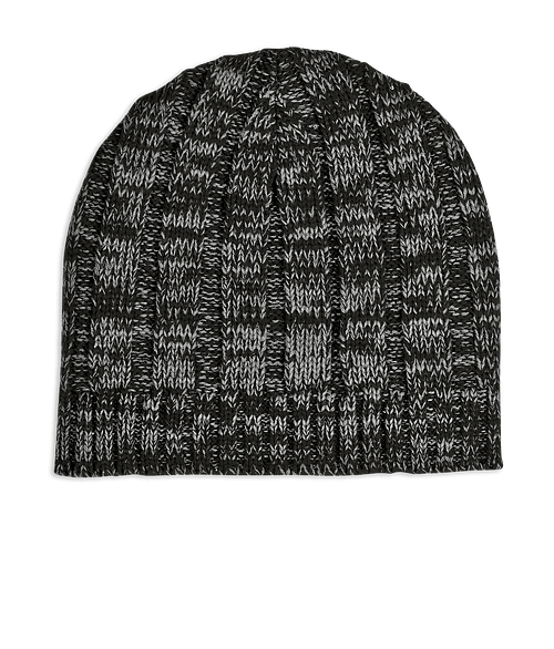 Marled Knit Beanie in Black