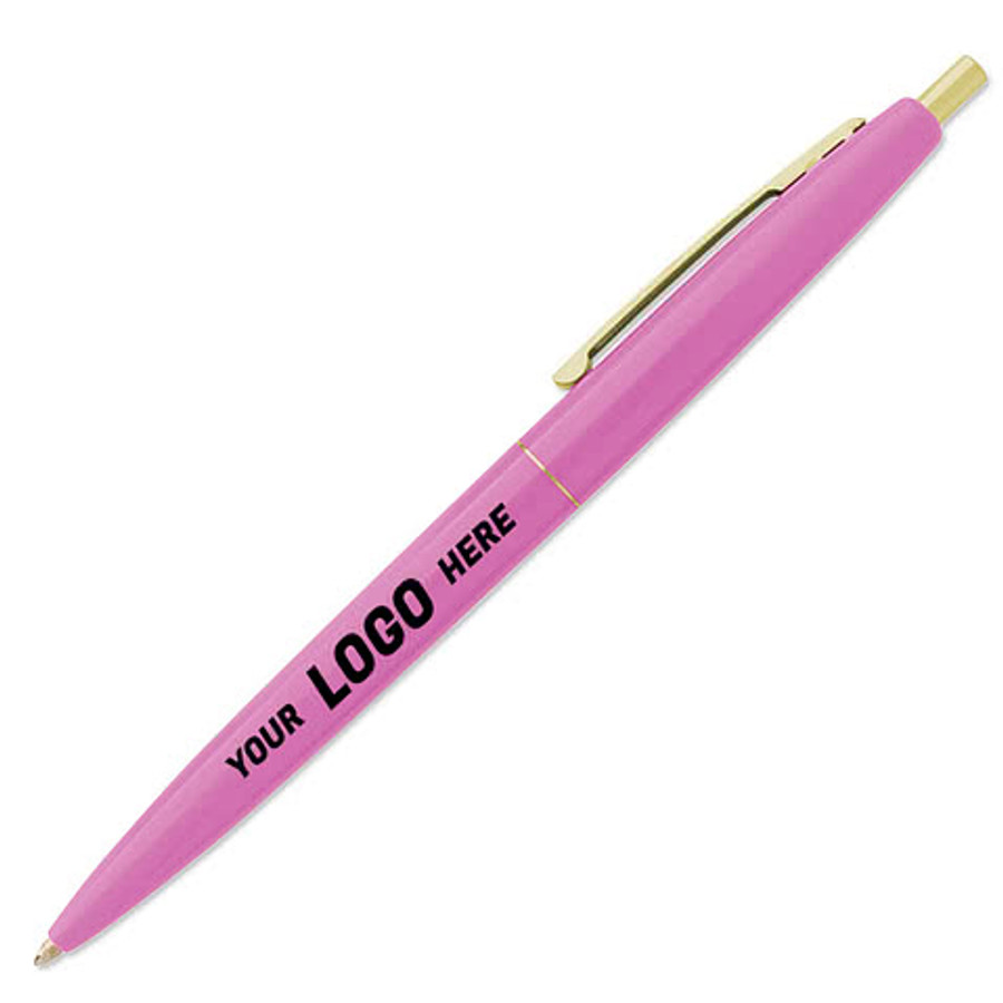 Clic Gold Trim Ballpoint Pen (black ink) in Pink Lemonade