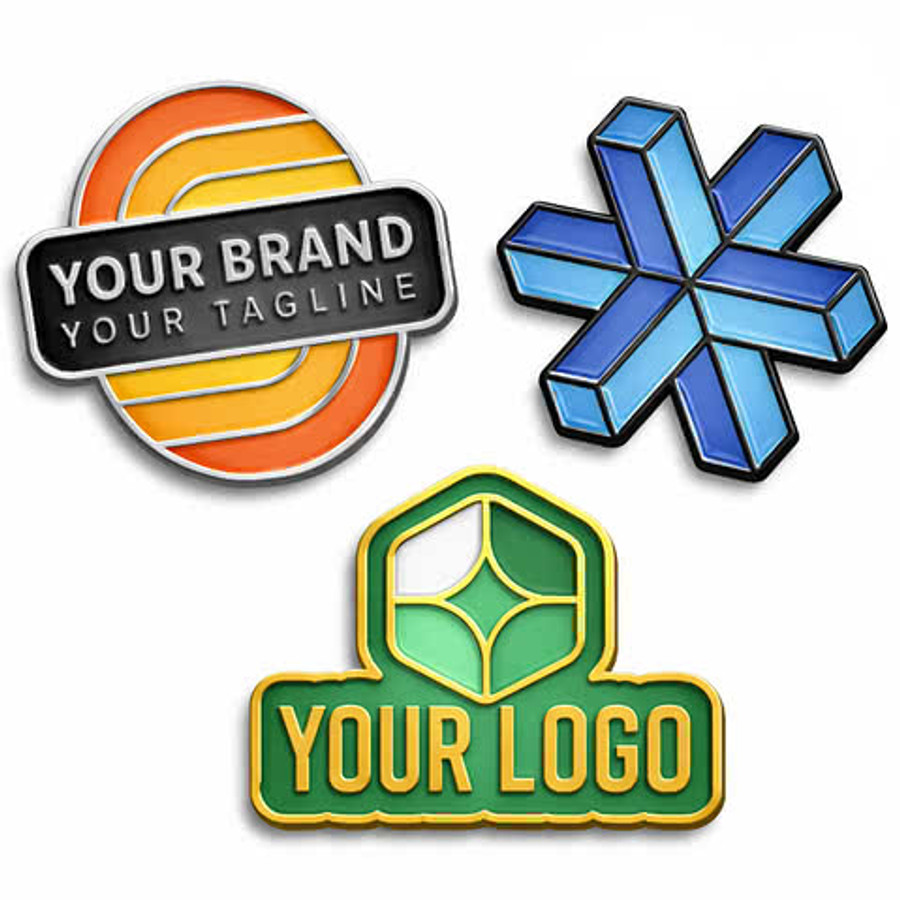 Full Color 1.5" Die Cut Enamel Lapel Pin in Silver