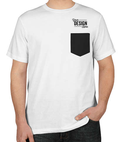 Bella + Canvas Jersey Contrast Pocket T-shirt - White / Black