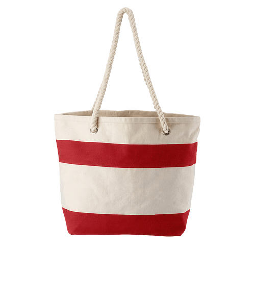 Resort Cotton Canvas Tote Bag with Rope Handles in RED