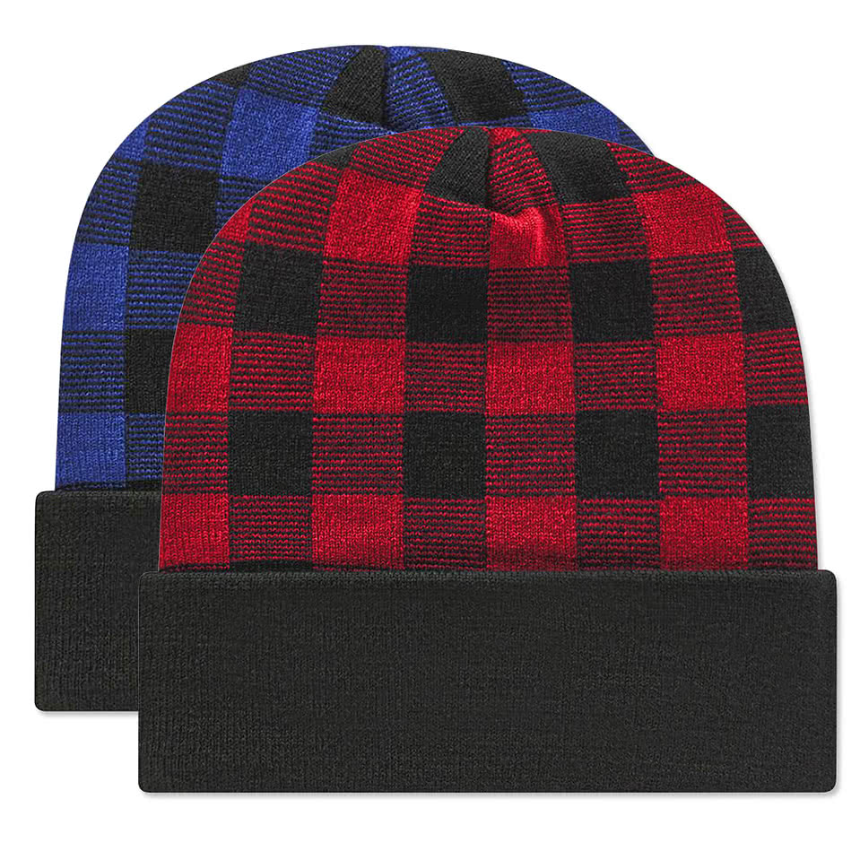 Cap America Plaid Cuffed Beanie