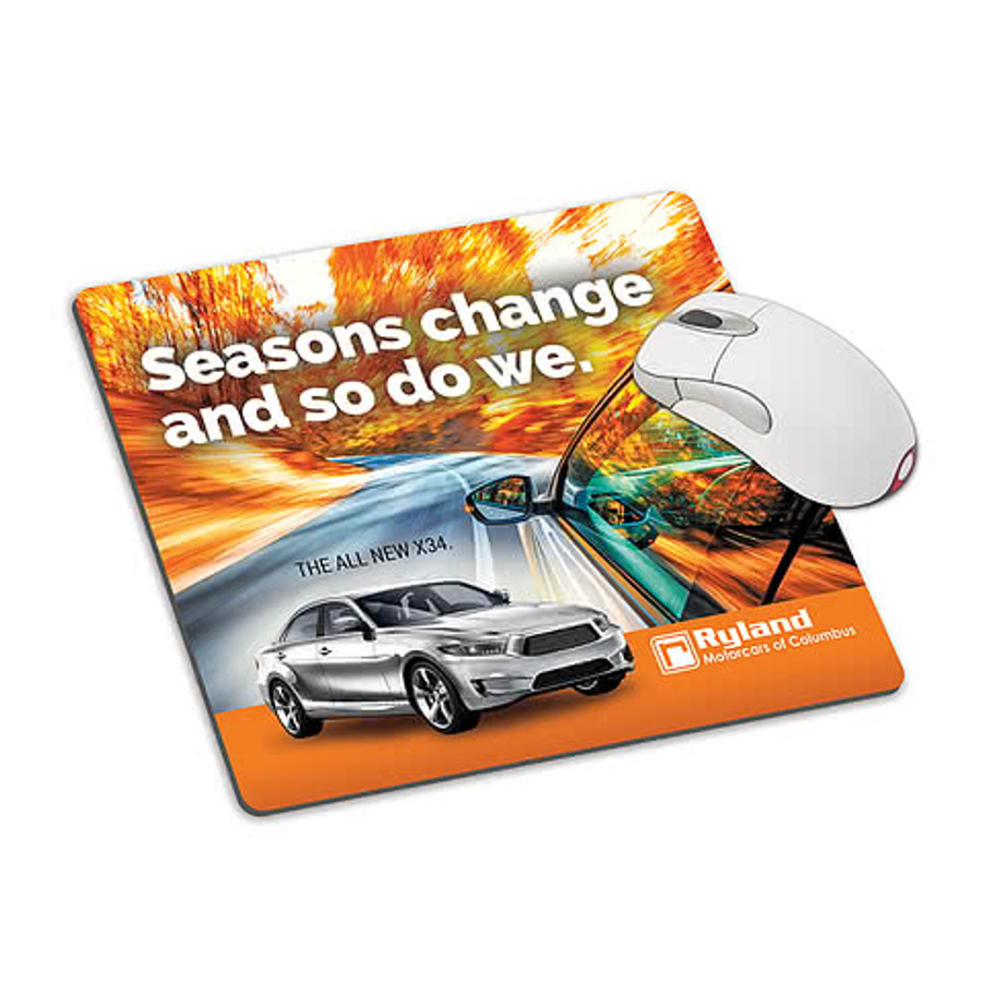 Full Color 1/4" Rectangle Fabric Surface Mouse Pad in White