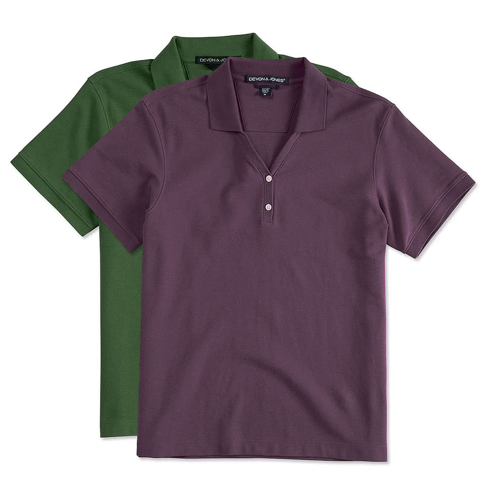 Devon & Jones Women's Pima Pique Polo - Printed