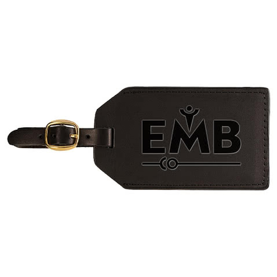 Debossed Leeman Grand Central Sueded Leather Luggage Tag in TAN