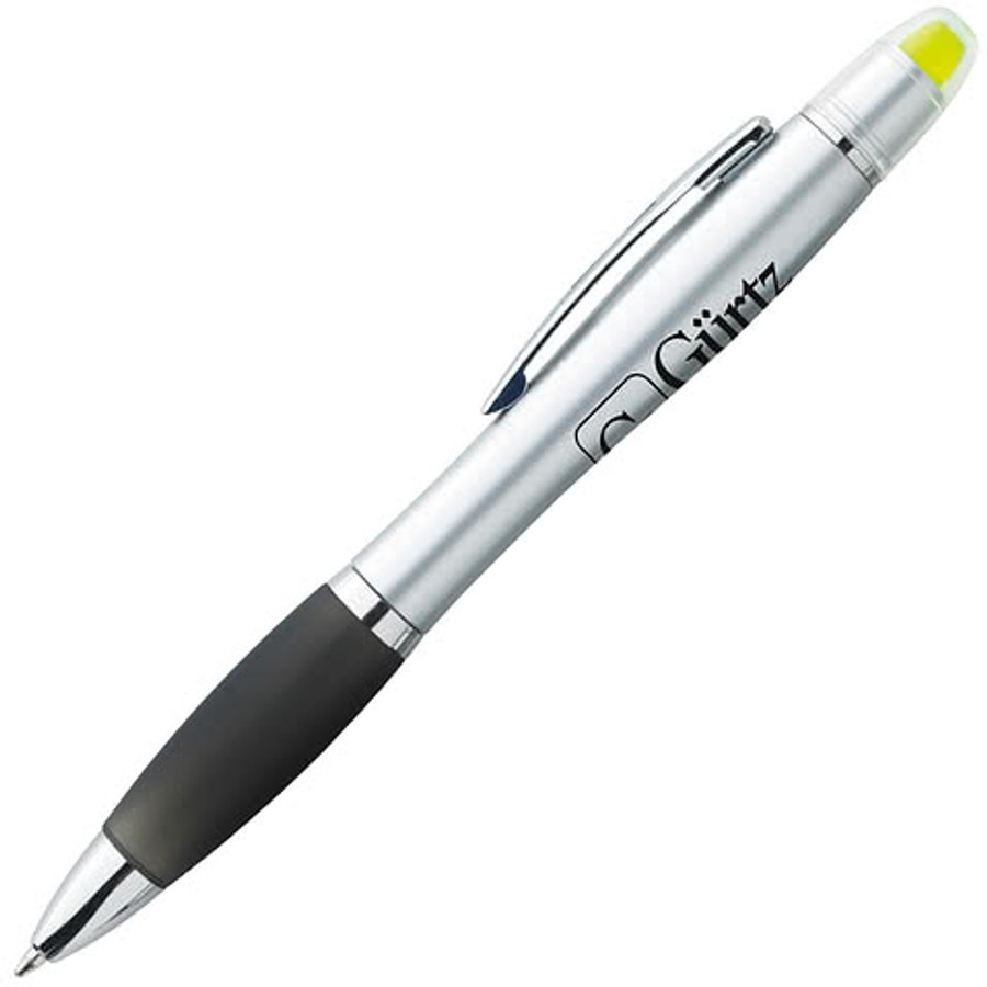 Silver Ion Wax Gel Highlighter and Ballpoint Pen (black ink) in Black with Black Ink