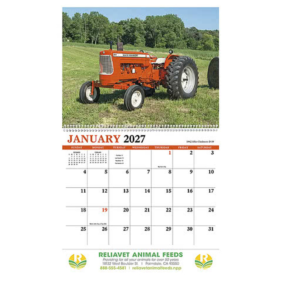 Full Color Vintage Tractors Spiral Wall Calendar in Vintage Tractors-Spiral.2026