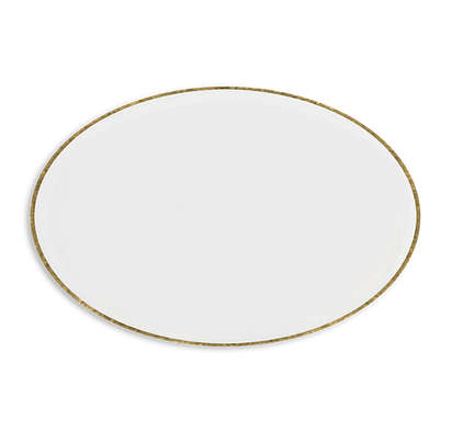 Oval Lapel Pin - White / Brass