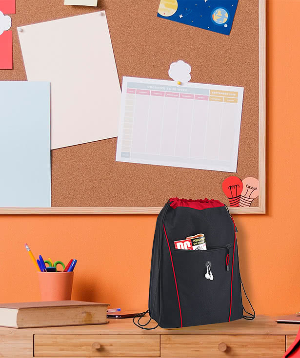 Raven Zipper Drawstring Bag