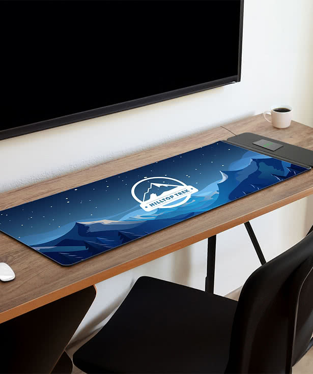 Full Color NoWire Recycled 15W Wireless Charging Desk Mat