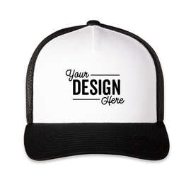 Pacific Headwear Five-Panel Snapback Trucker Hat - Color: Black / White / Black