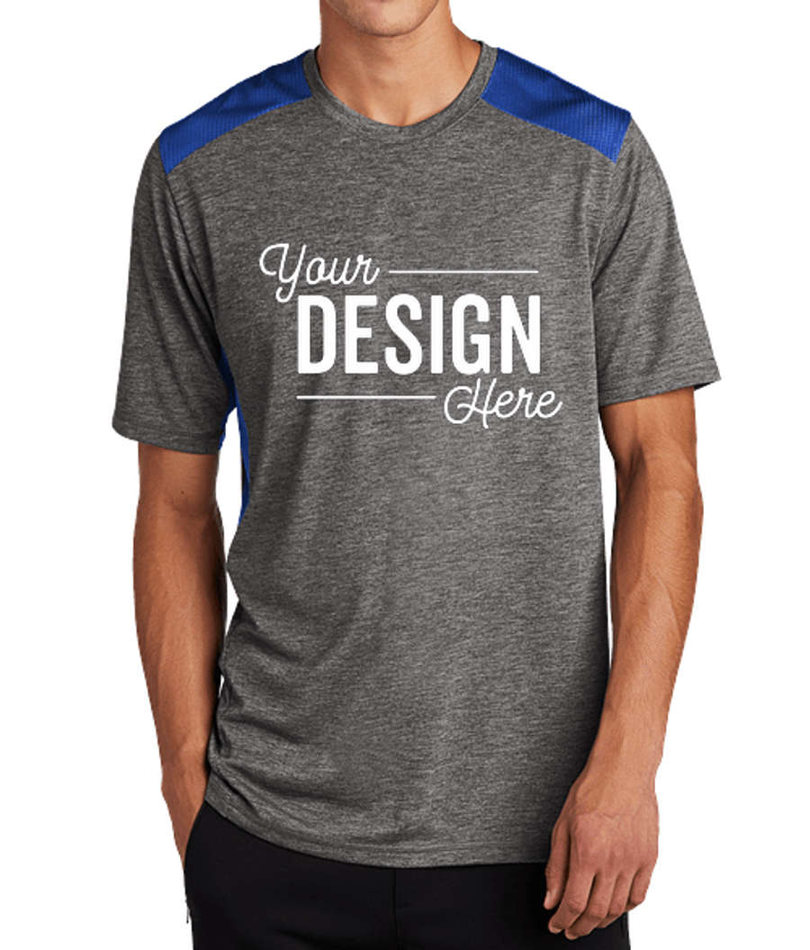 Sport-Tek Tri-Blend Draft Performance Shirt in True Royal/ Dark Grey Heather