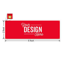 Full Color 6' x 2' Vinyl Banner - Color: Red
