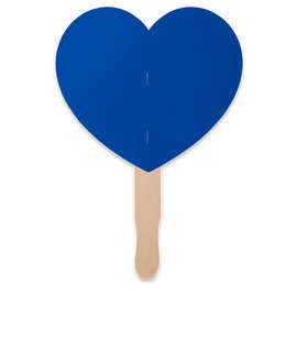 Full Color Heart Shaped Hand Fan - Color: Royal Blue