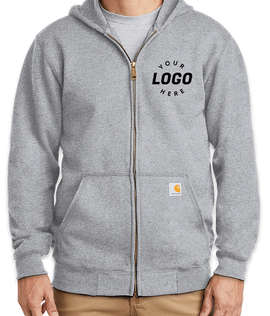 Carhartt Midweight Zip Hoodie - Screen Printed - Color: Heather Grey