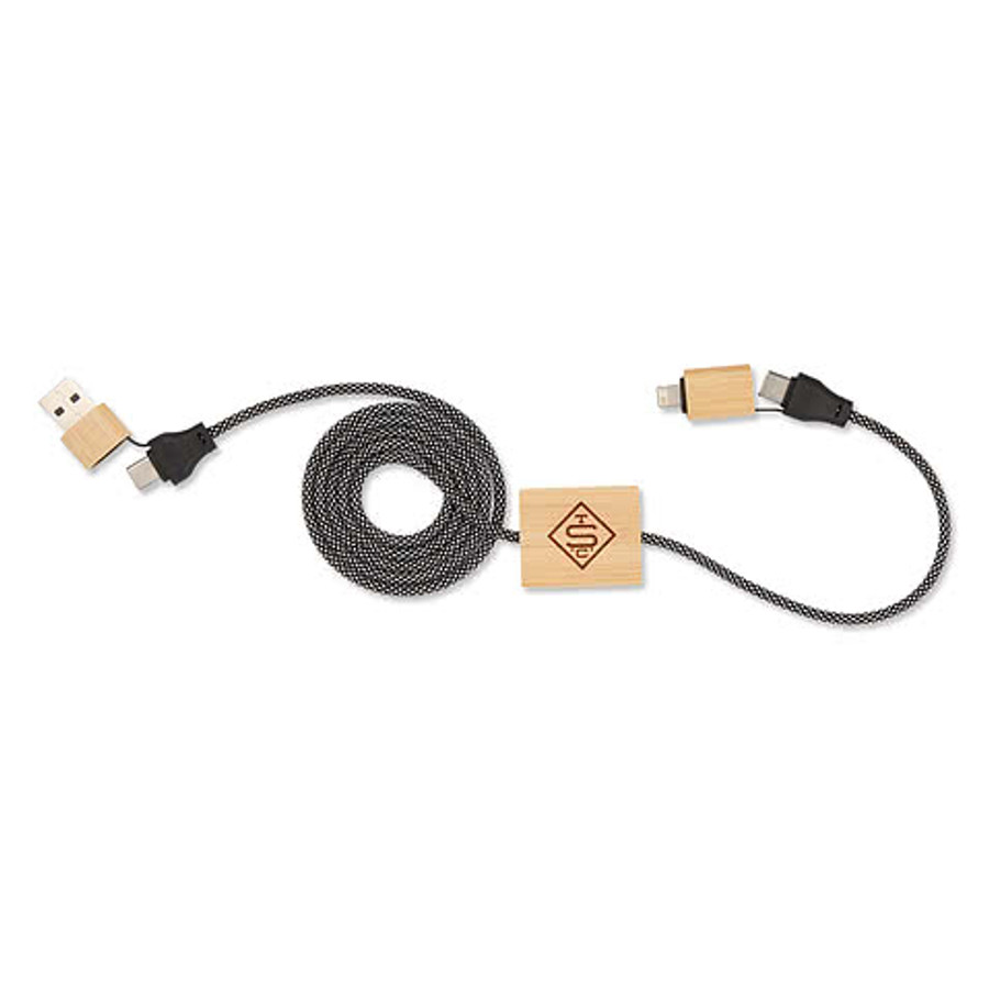 FSC Bamboo 5-in-1 100W Laptop Charging Cable in Natural