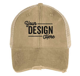 Adams Pigment Dyed Distressed Trucker Hat - Color: Khaki / Tan