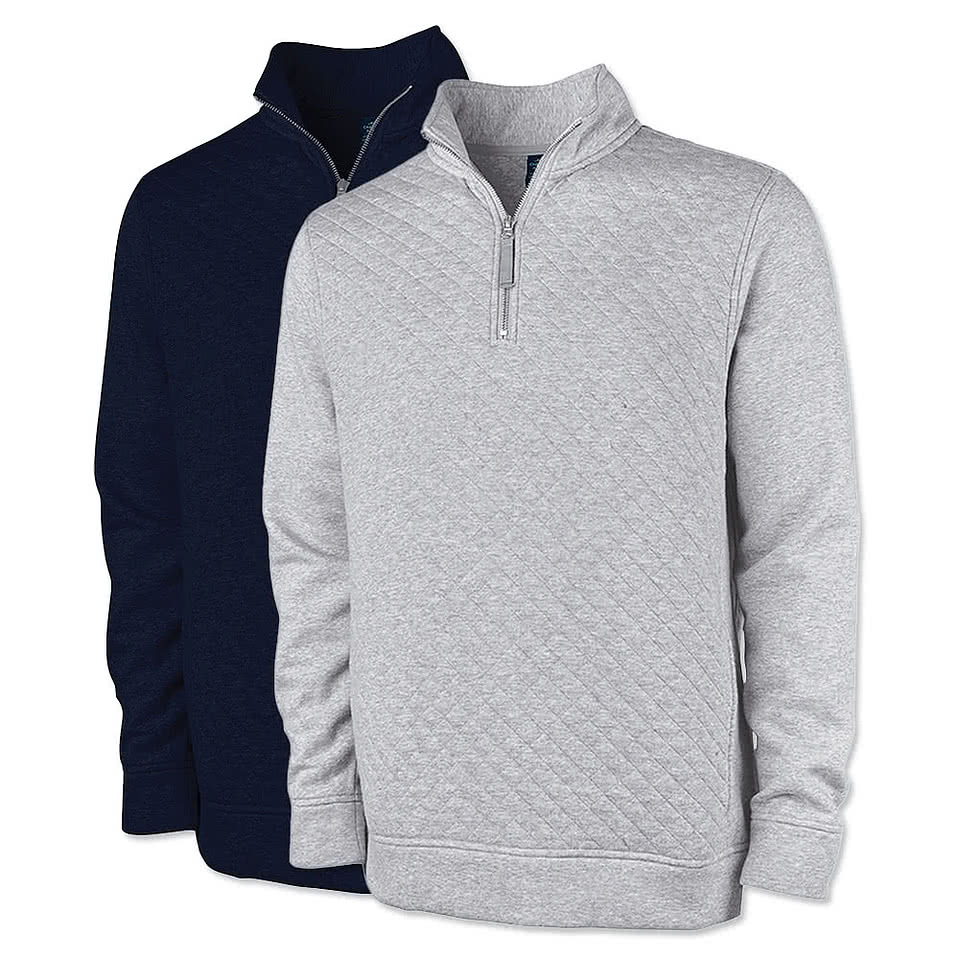 Charles River Franconia Quarter Zip Sweatshirt - Faux Leather Patch