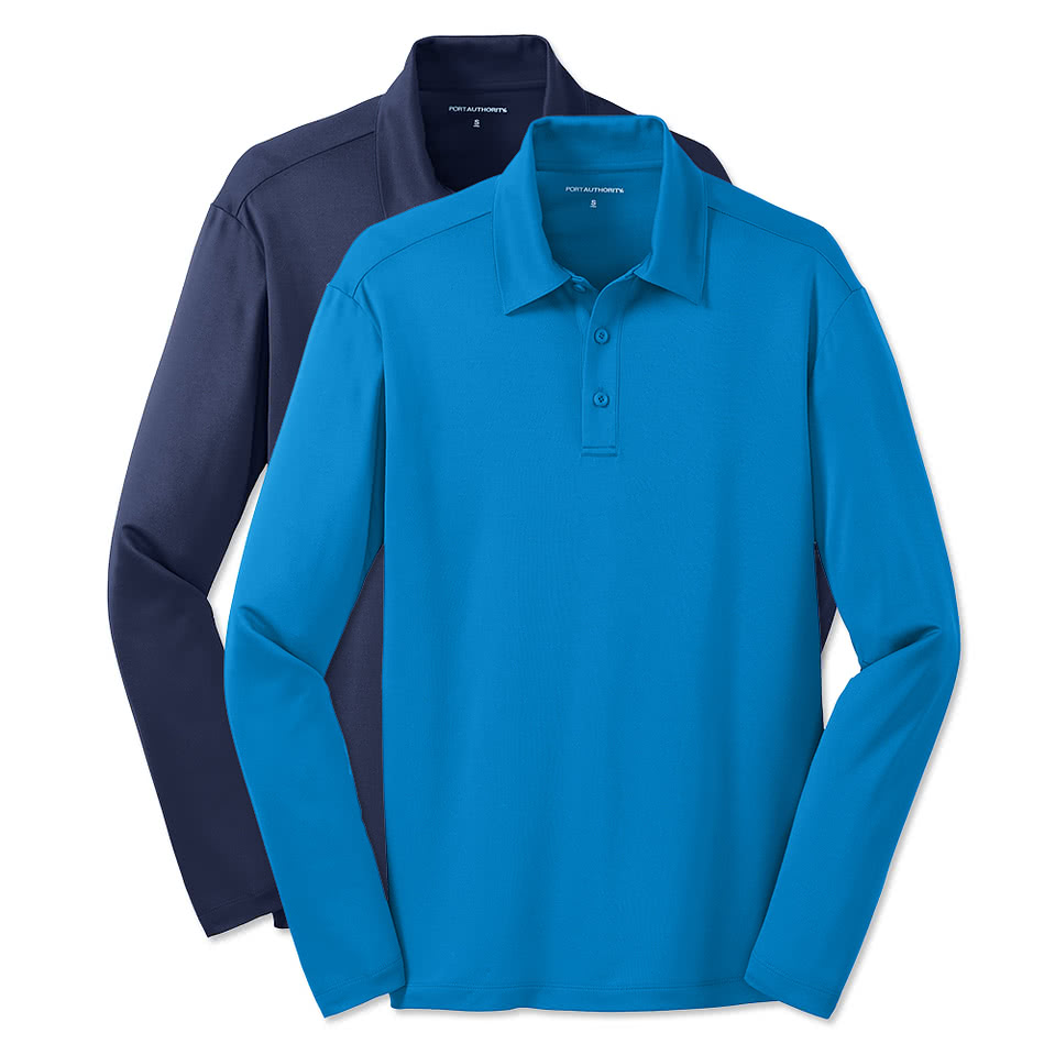 Port Authority Silk Touch Long Sleeve Performance Polo - Embroidered