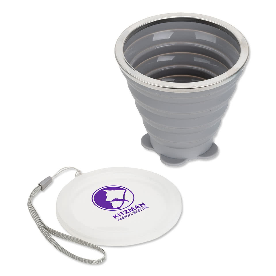 9 oz. Groove Collapsible Silicone Cup with Lid