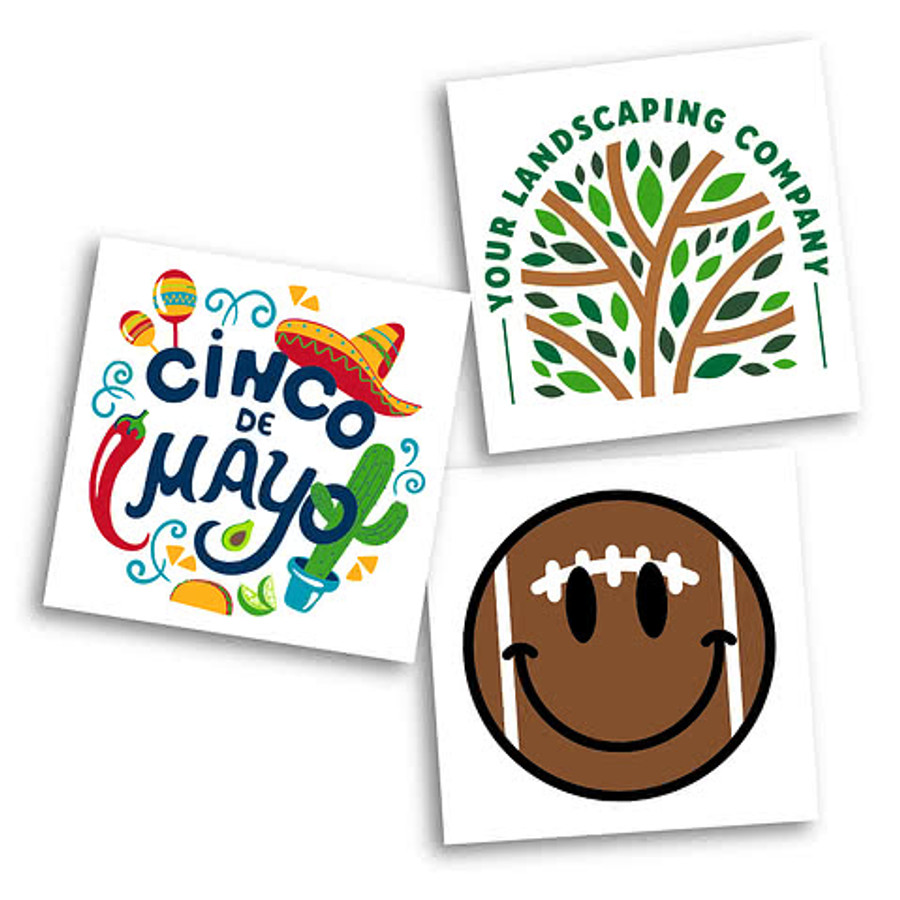 Full Color 3" x 3" Classic Custom Temporary Tattoo (Set of 200) in Clear
