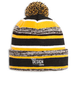 New Era Sideline Fleece Lined Pom Pom Beanie - Color: Black / Gold
