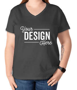 Gildan Women's 100% Cotton V-Neck T-shirt - Color: Charcoal