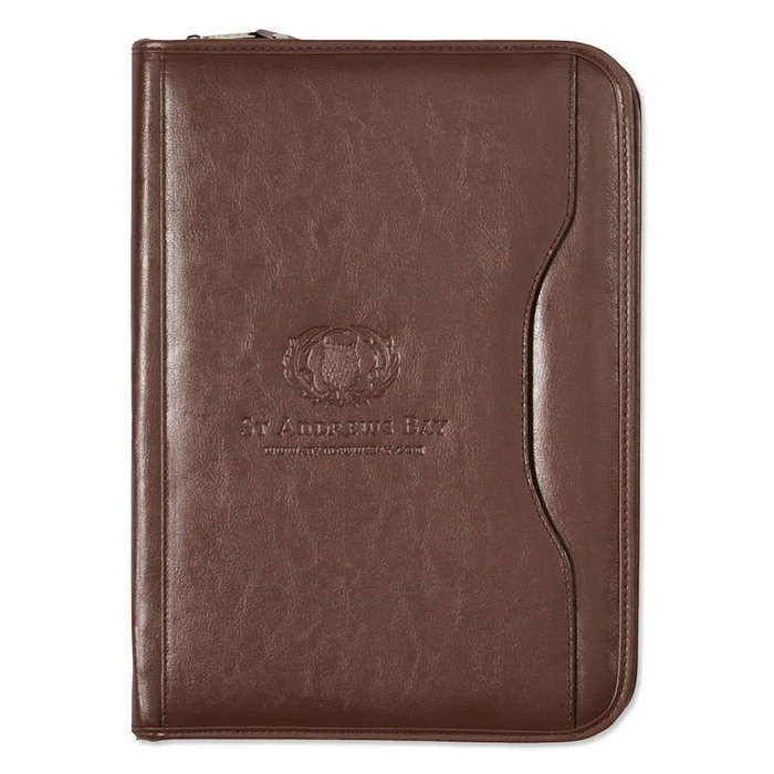 Debossed Deluxe Executive Vintage Leather Zippered Padfolio