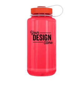 32 oz. Nalgene Tritan Wide Mouth Water Bottle - Color: Pomegranate / Fire Orange
