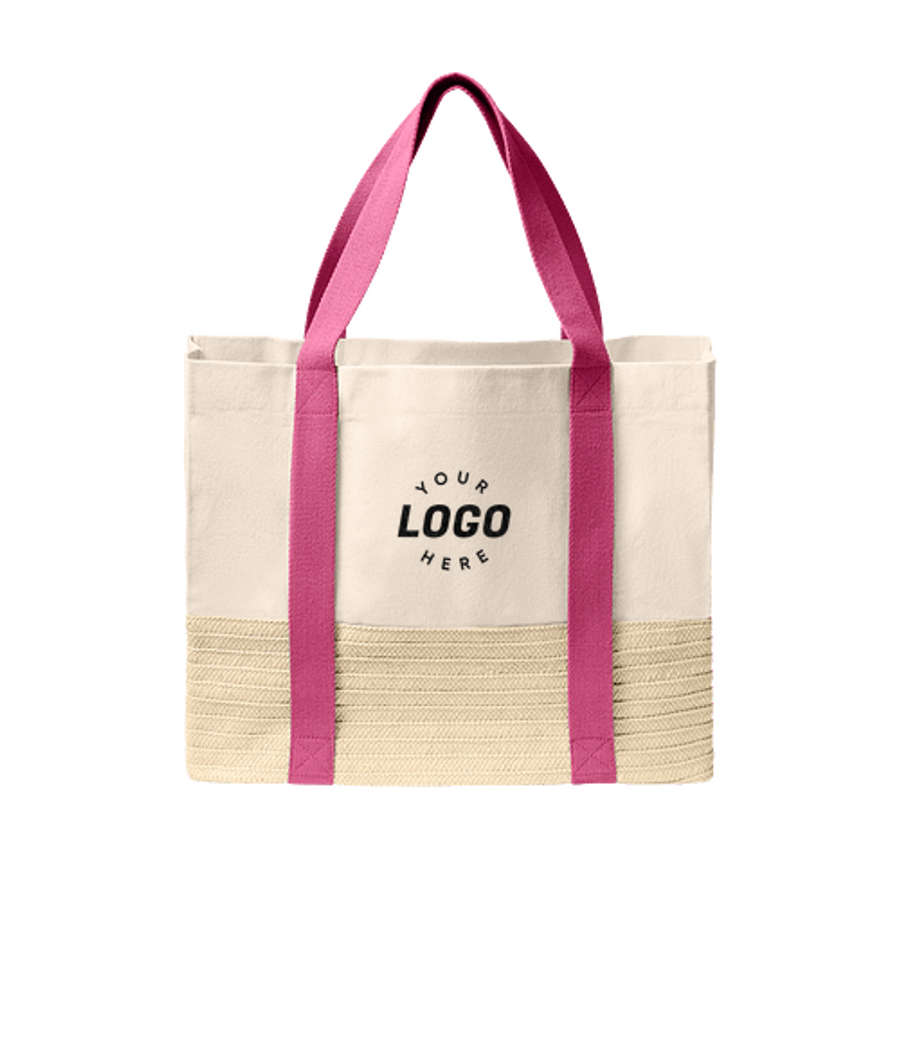 Port Authority Straw Market Tote Bag in Awareness Pink
