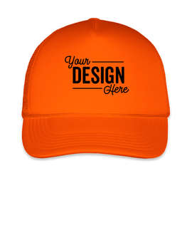Mega Cap Five‑Panel Foam Snapback Trucker Hat - Color: Neon Orange