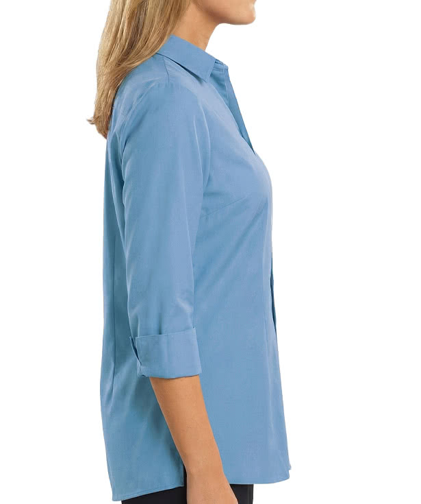 Blue Generation Women’s Studio Poplin 3/4 Sleeve Swing Shirt - Embroidered