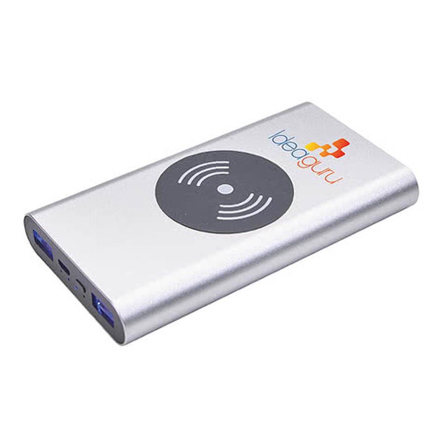 Full Color 10,000 mAh Aluminum HD Wireless Power Bank in Gunmetal