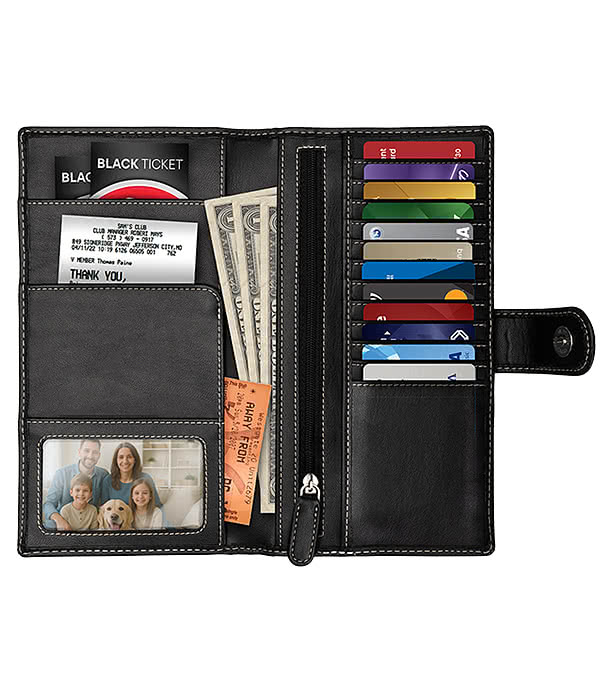 Sarnen Cactus Leather Long Wallet with Coin Pocket