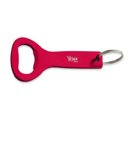 Laser Engraved Flat Top Bottle Opener Keychain - Color: Red