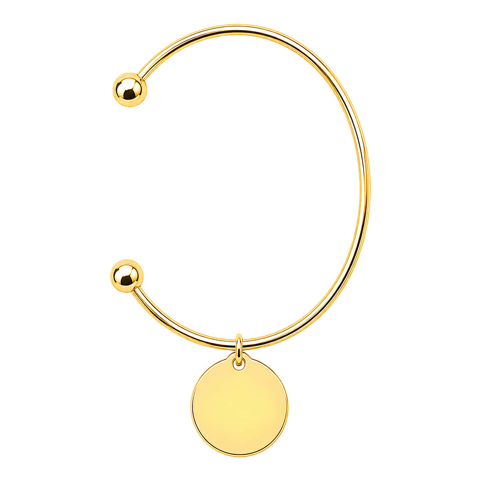 Laser Engraved Small Circle Bangle Bracelet