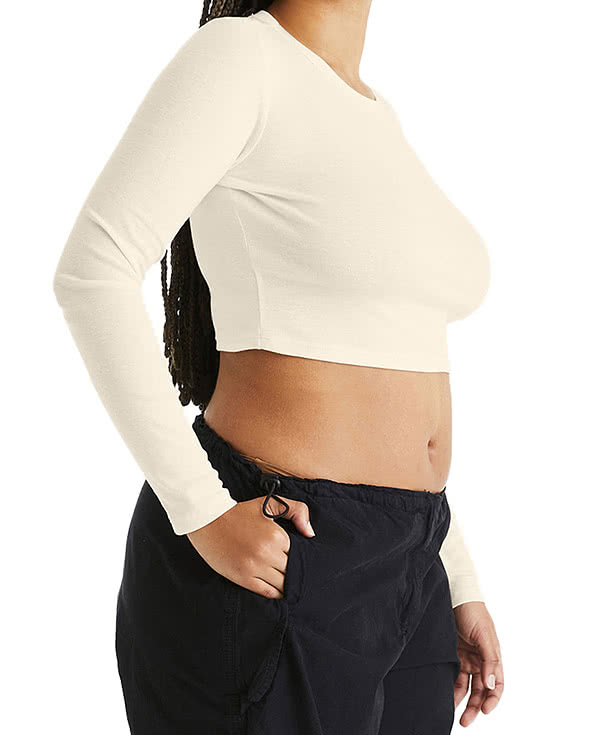 Bella + Canvas Women's Micro Rib Long Sleeve Crop T-shirt
