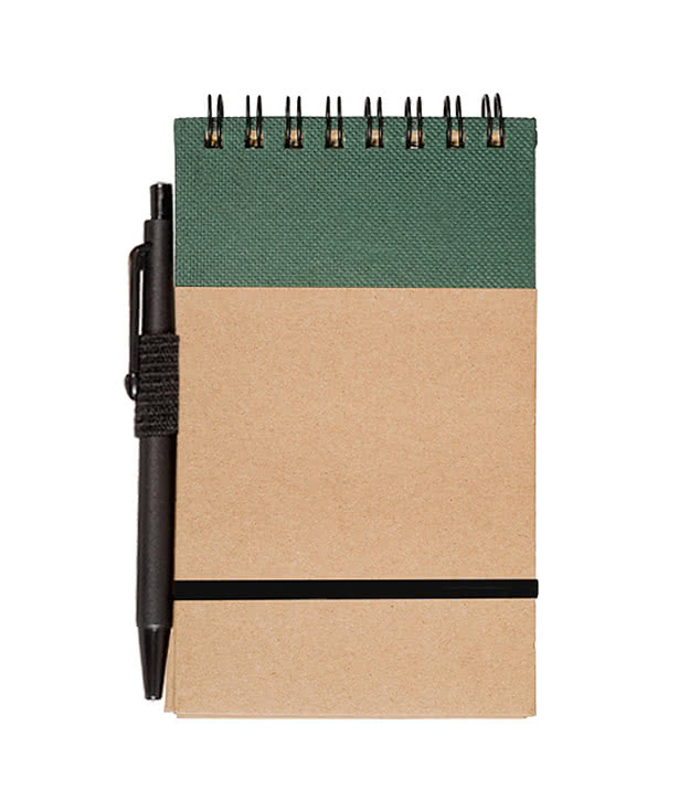 Pocket Jotter Hard Cover Spiral Notebook with Pen