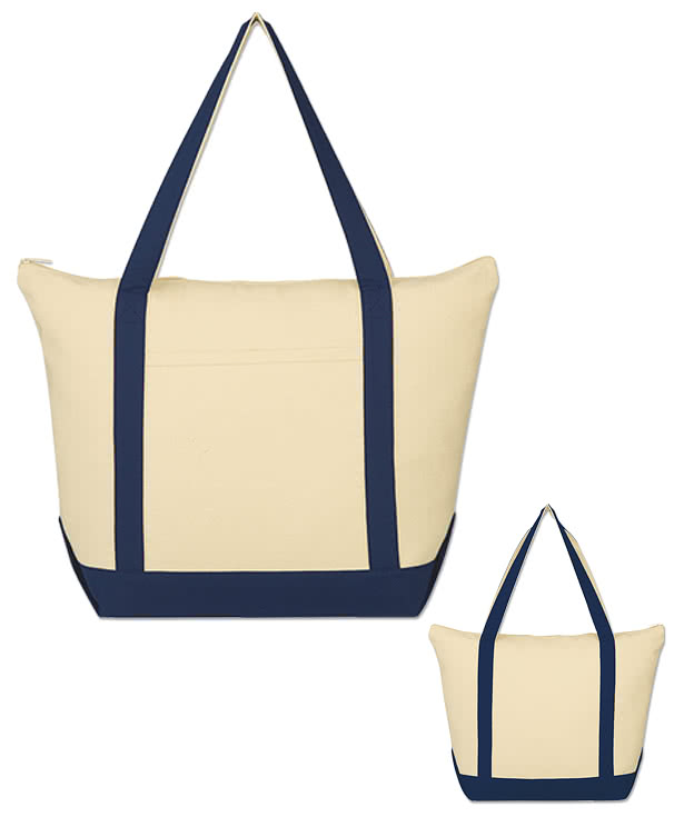 Folksy Cotton Canvas Zippered Tote Bag